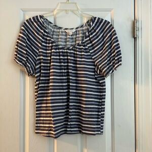 Lauren Conrad Blue and White Stripe Short Sleeve L
